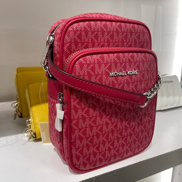 Michael Kors Handbags - MICHAEL KORS Jet Set Travel Md Signature Logo Crossbody Flight
DK RASPBERRY
NWT